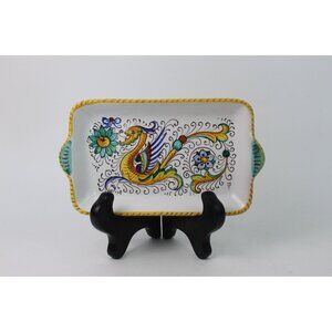 Vintage Italian Deruta Maioliche Griffin Tray |Hand Painted 7"